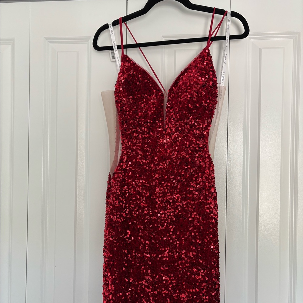 Embellished Red Sequin Bodycon Dress for Prom